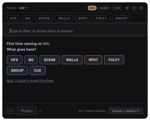 ClipNamer asking about an unfamiliar track